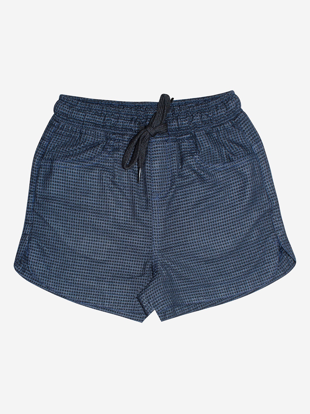 

KiddoPanti Girls Navy Blue Regular Fit Checked Printed Cotton Hot Pants Shorts