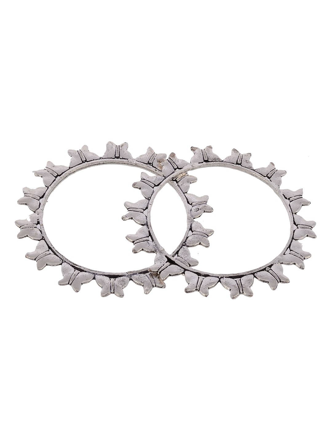 

Silvermerc Designs Set of 2 Oxidised Silver-Plated Butterfly Design Bangles