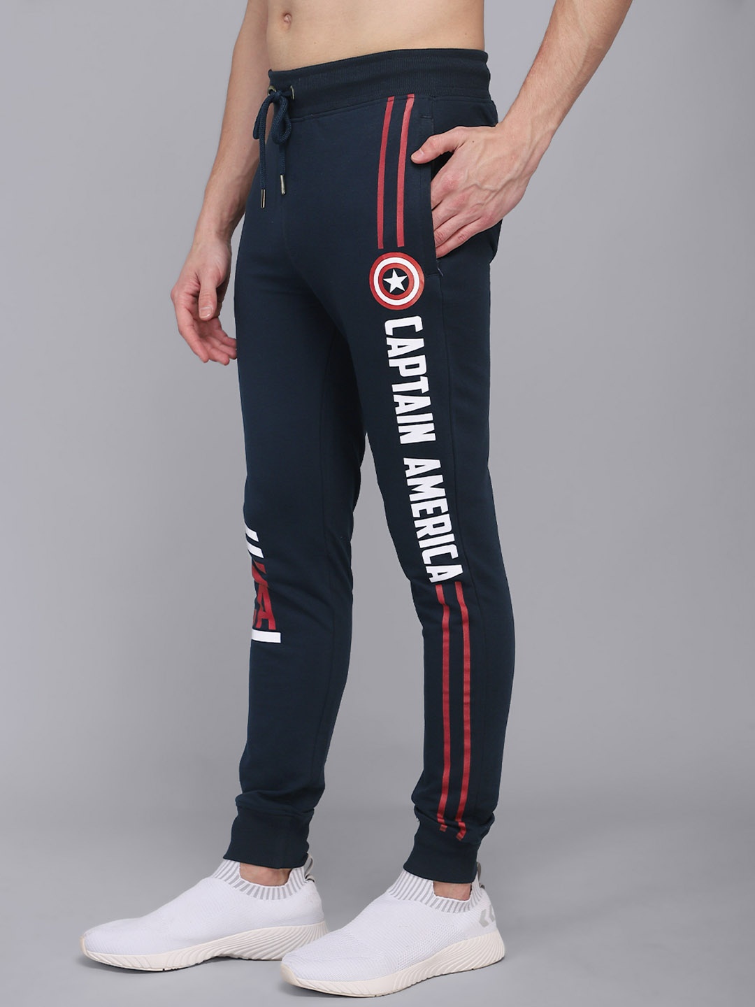

Free Authority Men Navy Blue Captain America Printed Joggers