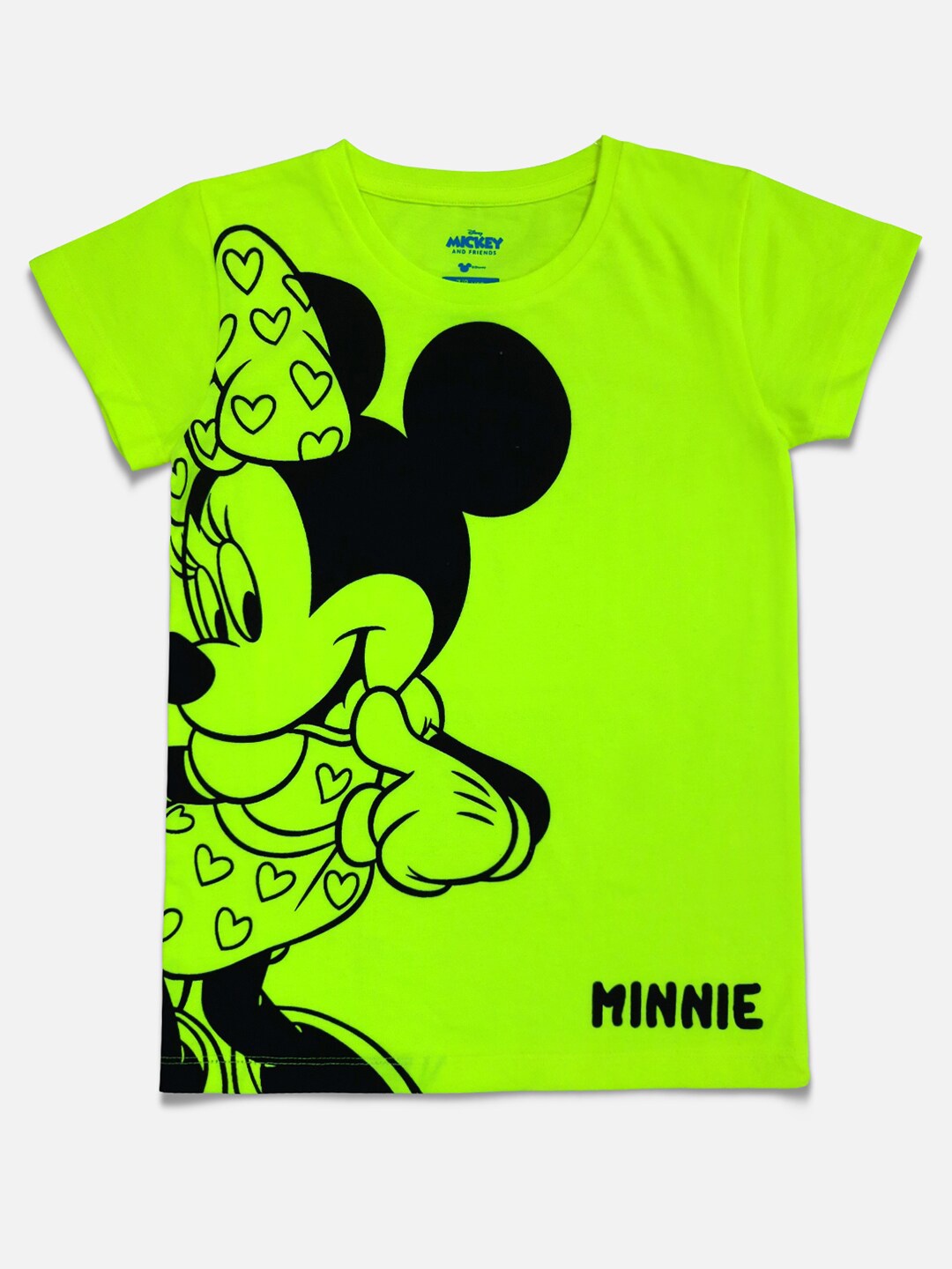 

Kids Ville Girls Green & Black Minnie Mouse Printed Pure Cotton T-shirt