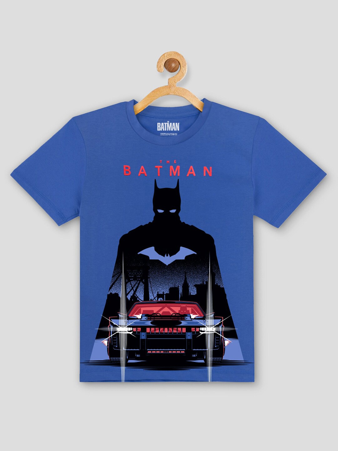 

Kids Ville Boys Blue Batman Graphic Printed Pure Cotton Regular Fit T-shirt