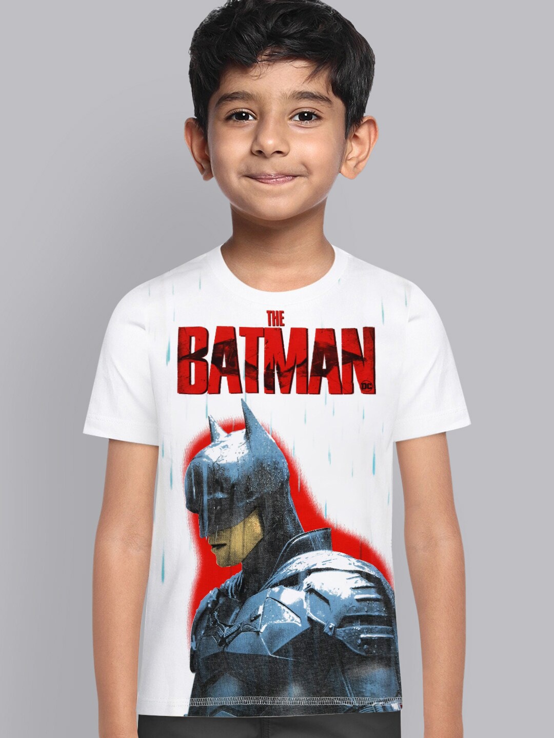 

Kids Ville Boys White Batman Printed Pure Cotton T-shirt