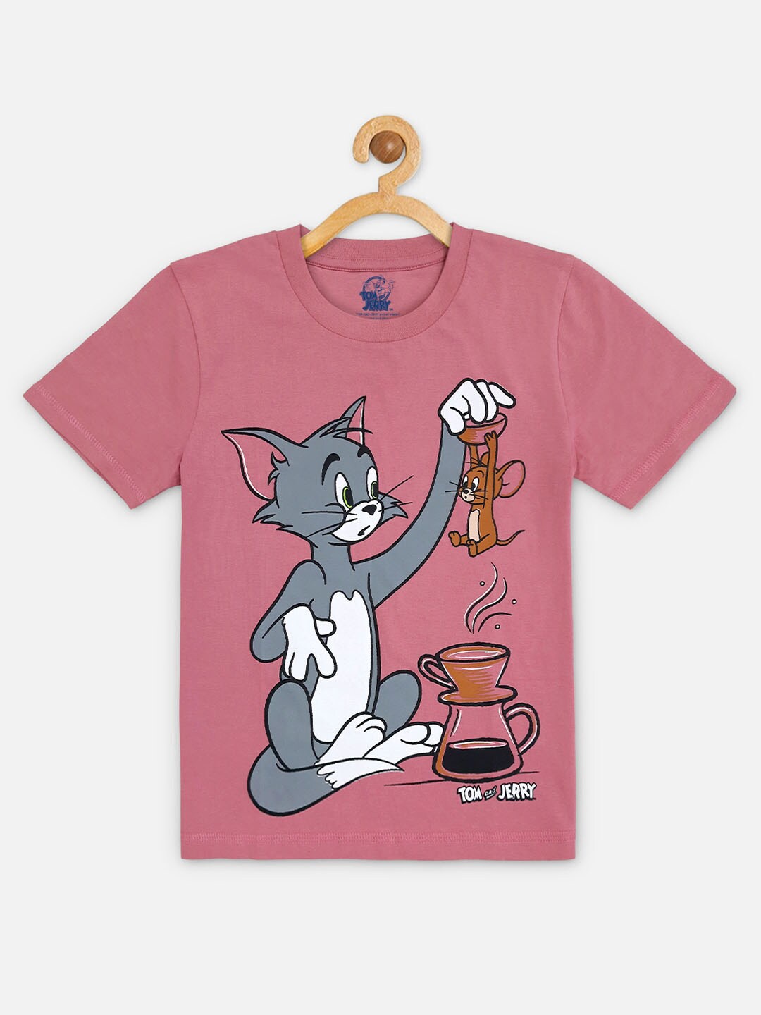 

Kids Ville Boys Pink Tom & Jerry Print Cotton T-shirt
