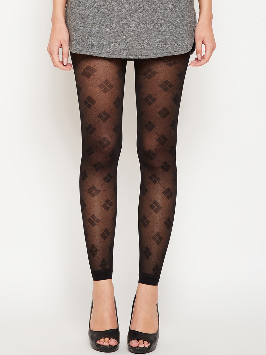 

Lebami Women Black Self- Design Opaque Stockings