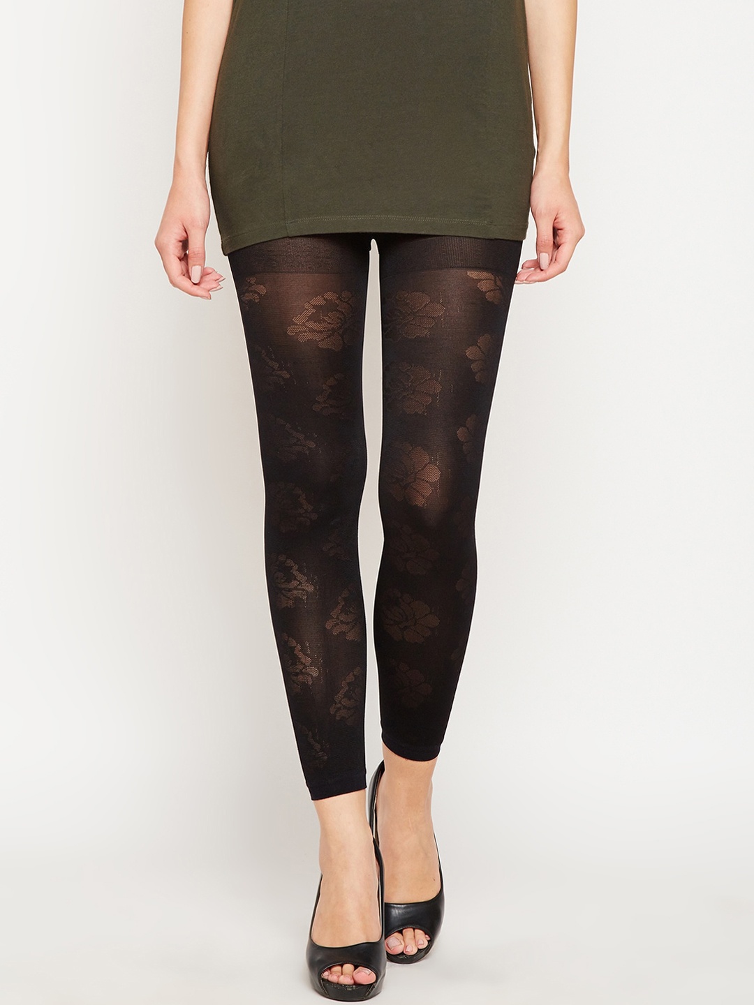 

Lebami Women Black Self-Design Opaque Stockings