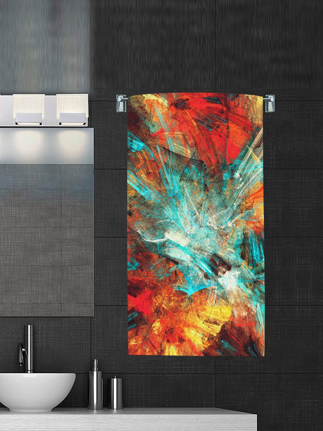 

Status Orange & Blue Printed 250 GSM Bath Towel