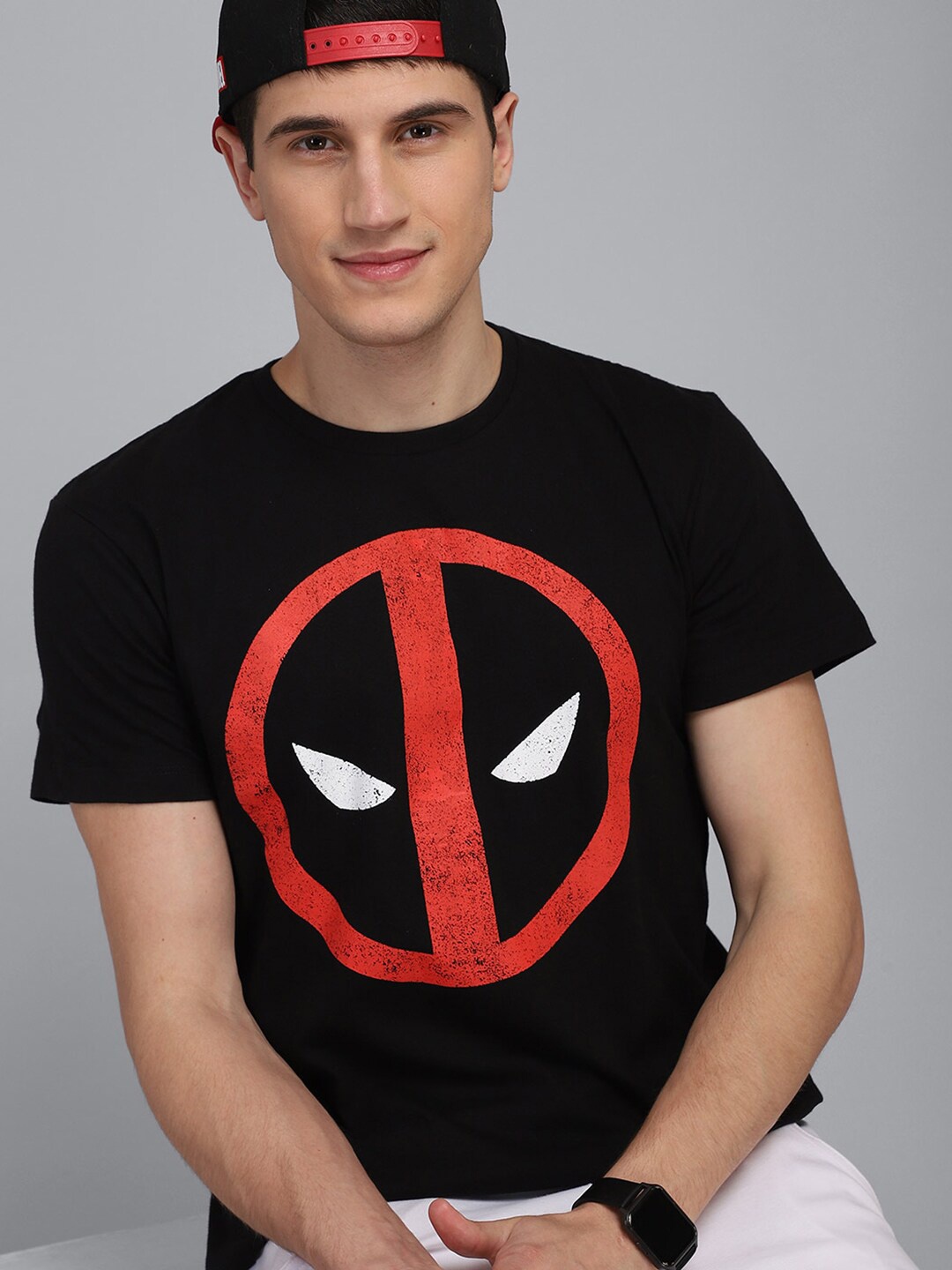 

Free Authority Men Black Deadpool Printed T-shirt