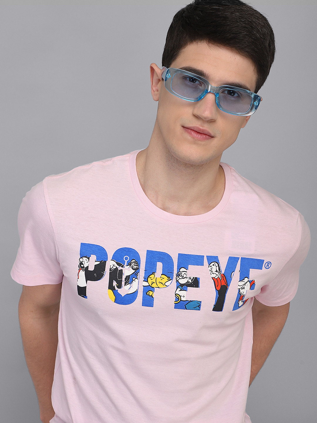 

Free Authority Men Pink Typography Popeye Printed T-shirt