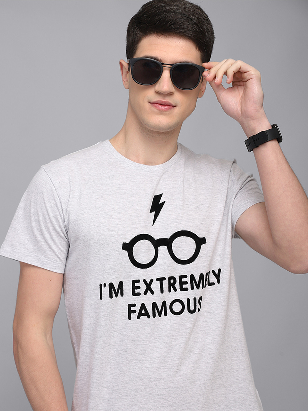

Free Authority Men Grey Typography Harry Potter Printed T-shirt