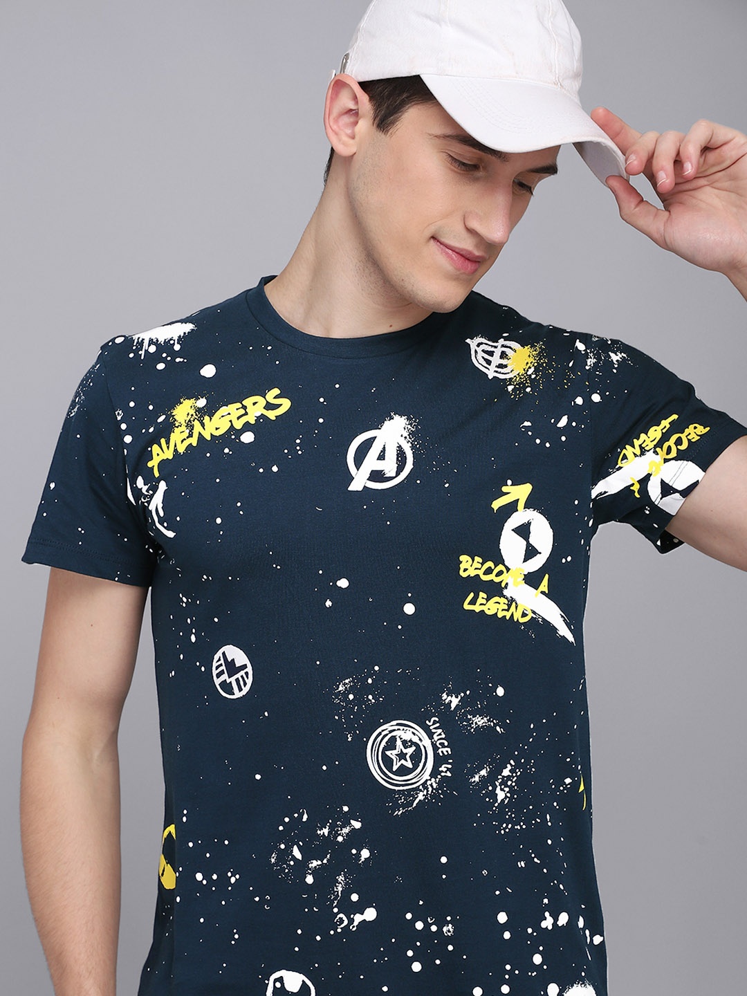 

Free Authority Men Navy Blue Avengers Printed Regular Fit Cotton T-shirt