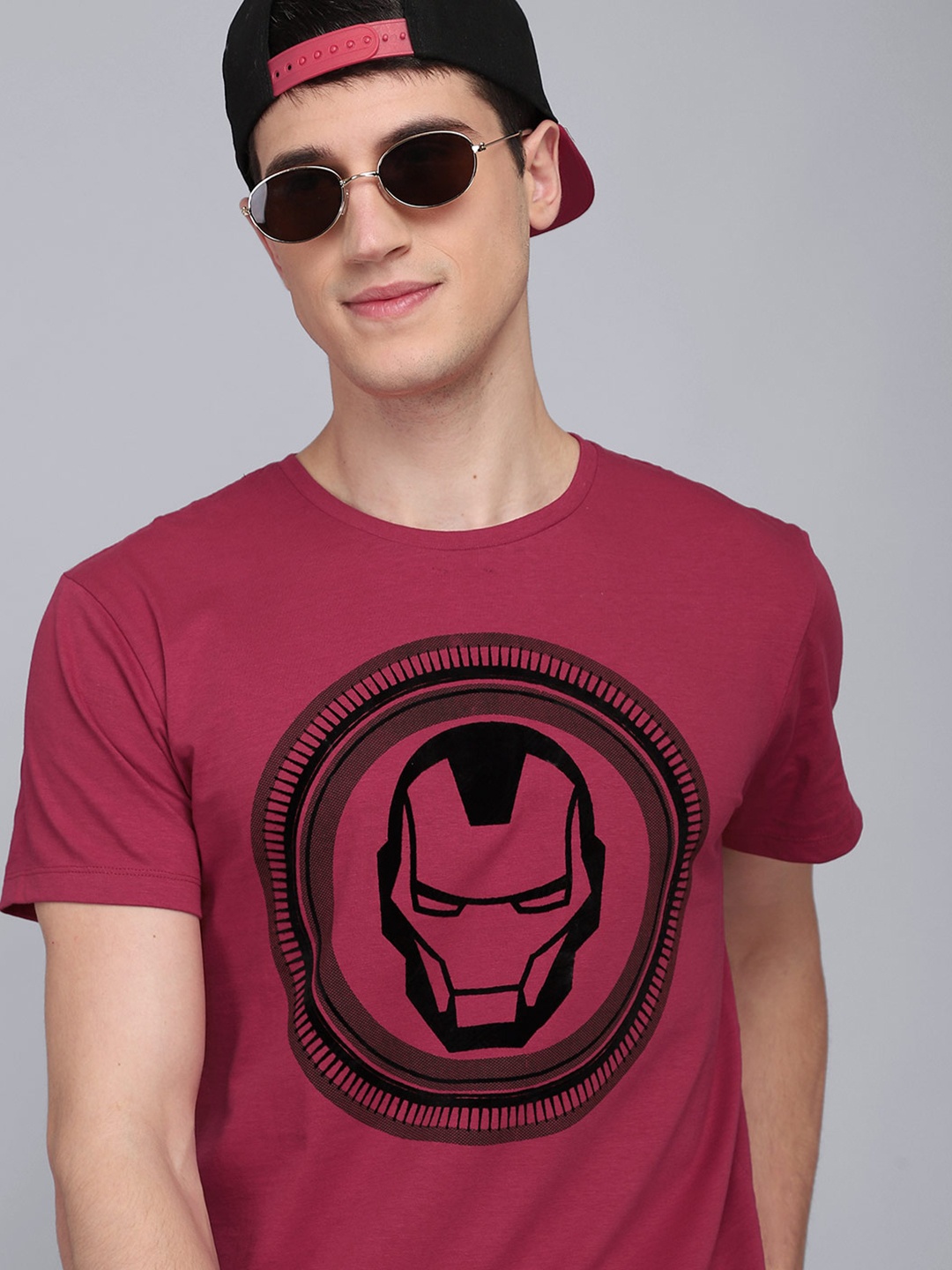 

Free Authority Men Red Iron Man Printed Pure Cotton Regular Fit T-shirt