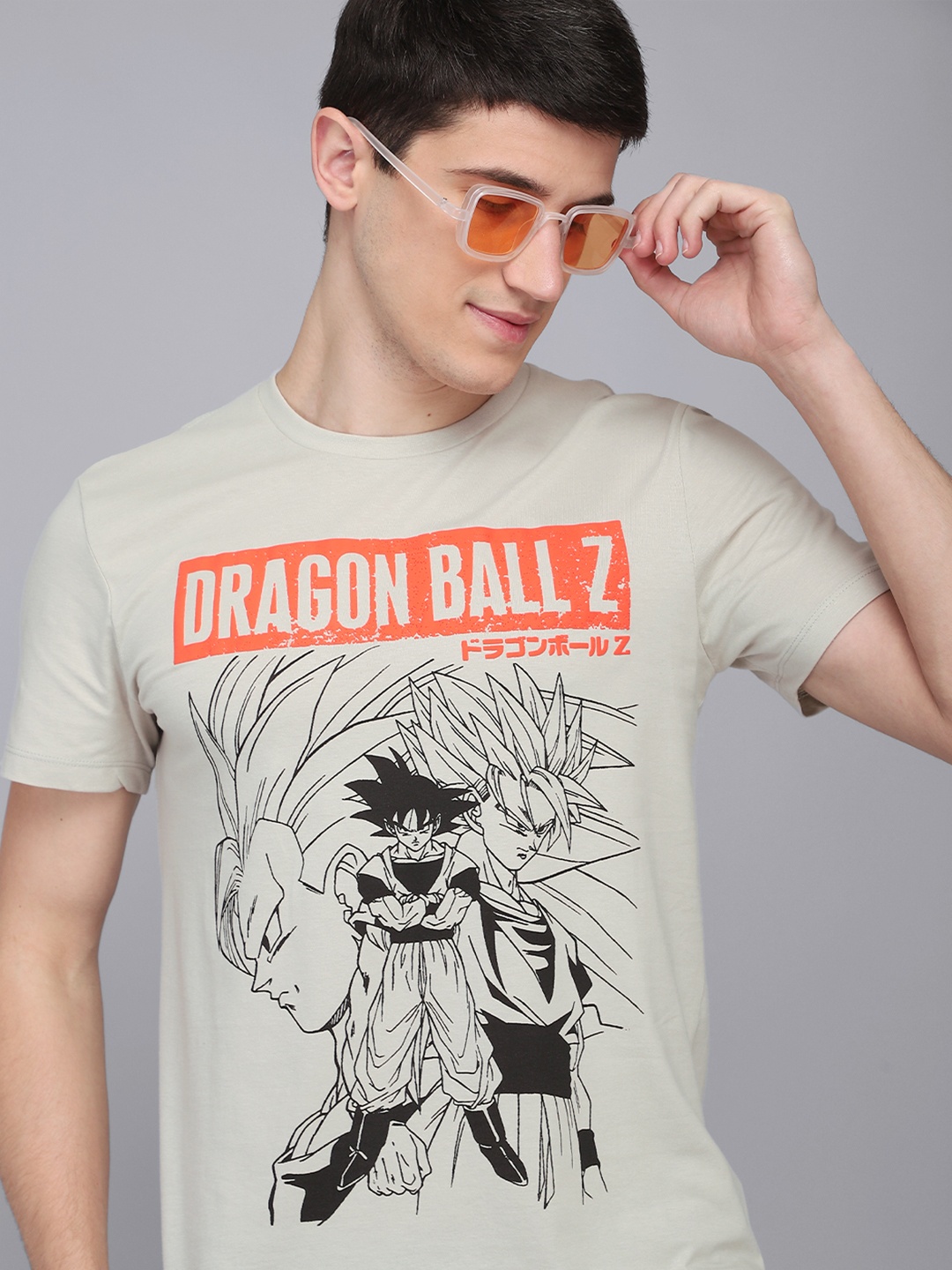

Free Authority Men Grey Dragon Ball Z Printed T-shirt