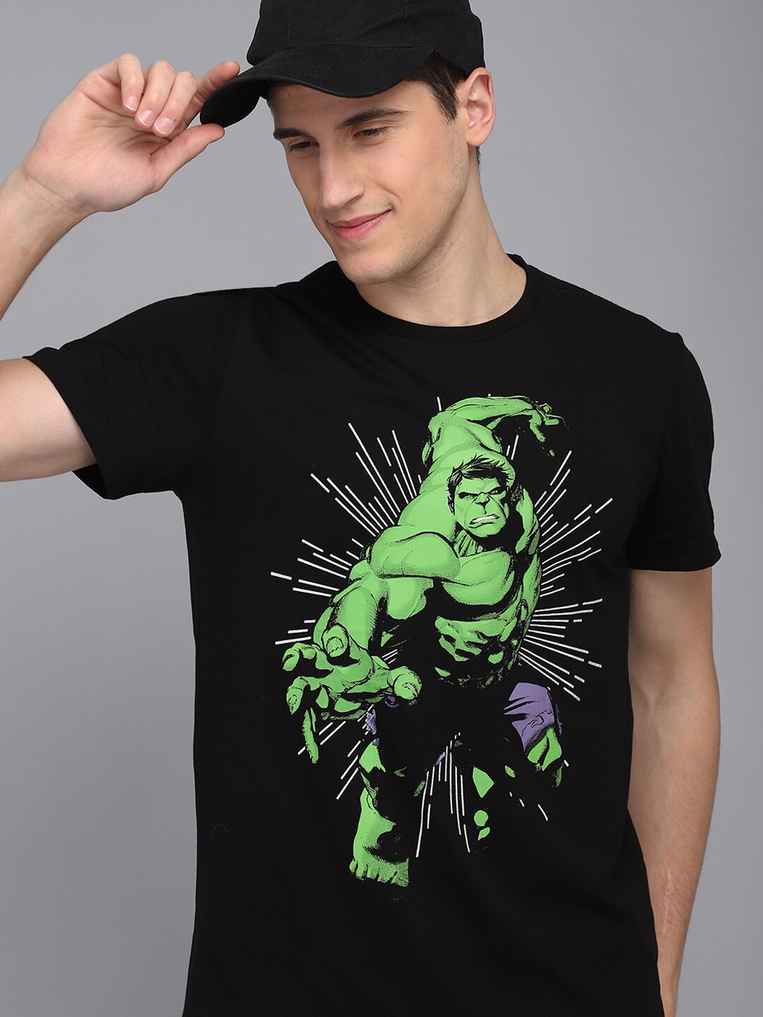 

Free Authority Men Black Hulk Graphic Printed Regular Fit T-shirt