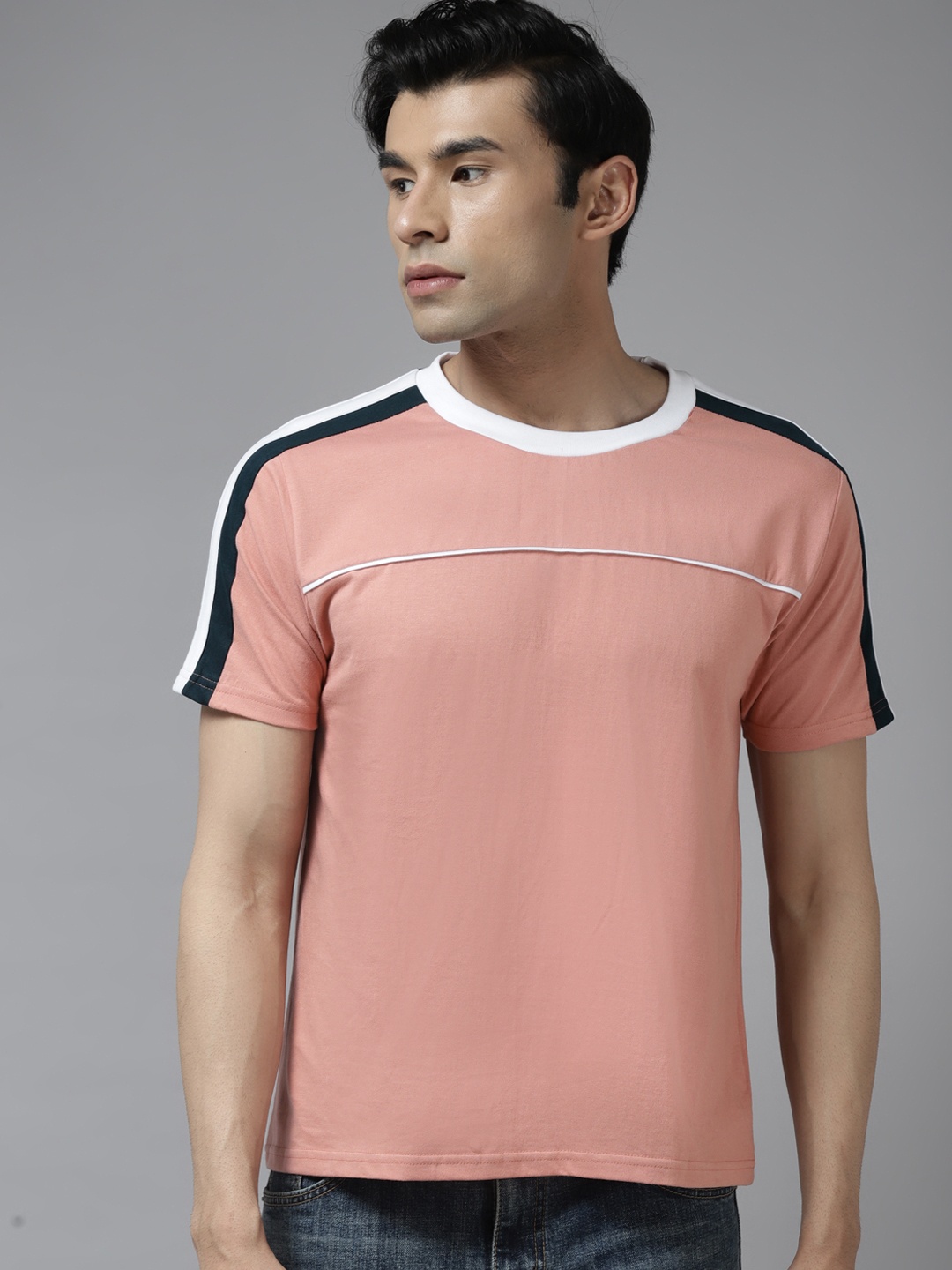 

The Dry State Men Rose & White Striped T-shirt