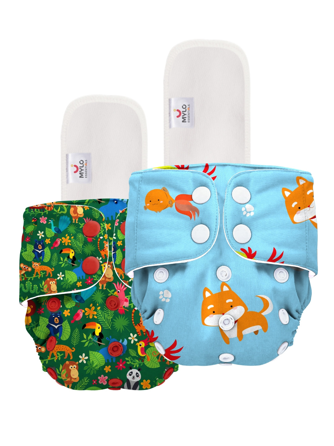 

Mylo Kids Set Of 2 Free Size Washable & Reusable Cloth Diaper, Multi