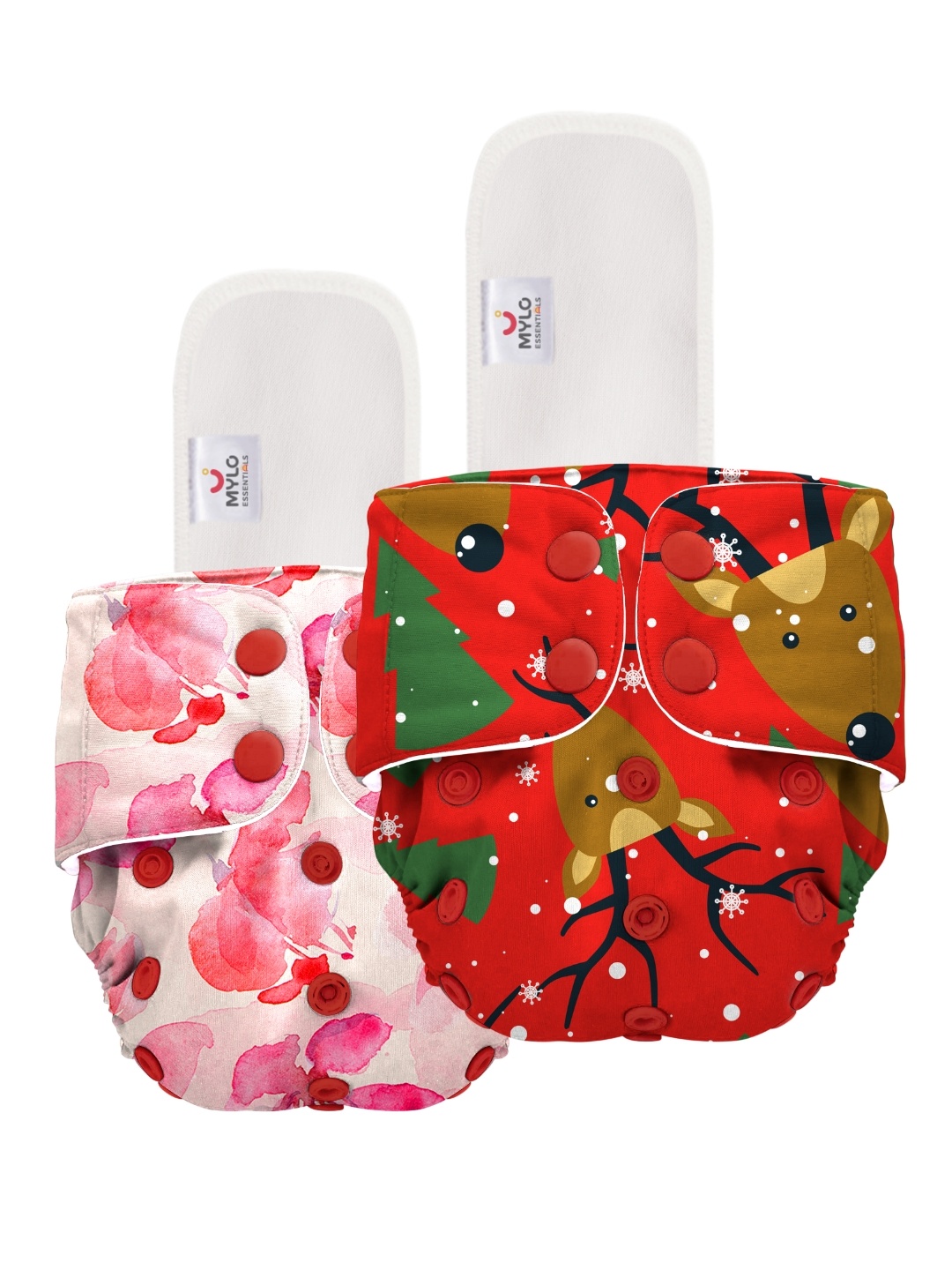 

Mylo Kids Set f 2 Washable & Reusable Cloth Diaper, Pink