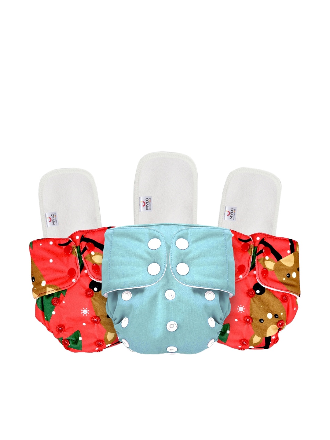 

Mylo Kids Set of 3 Washable & Reusable Cloth Diaper, Multi