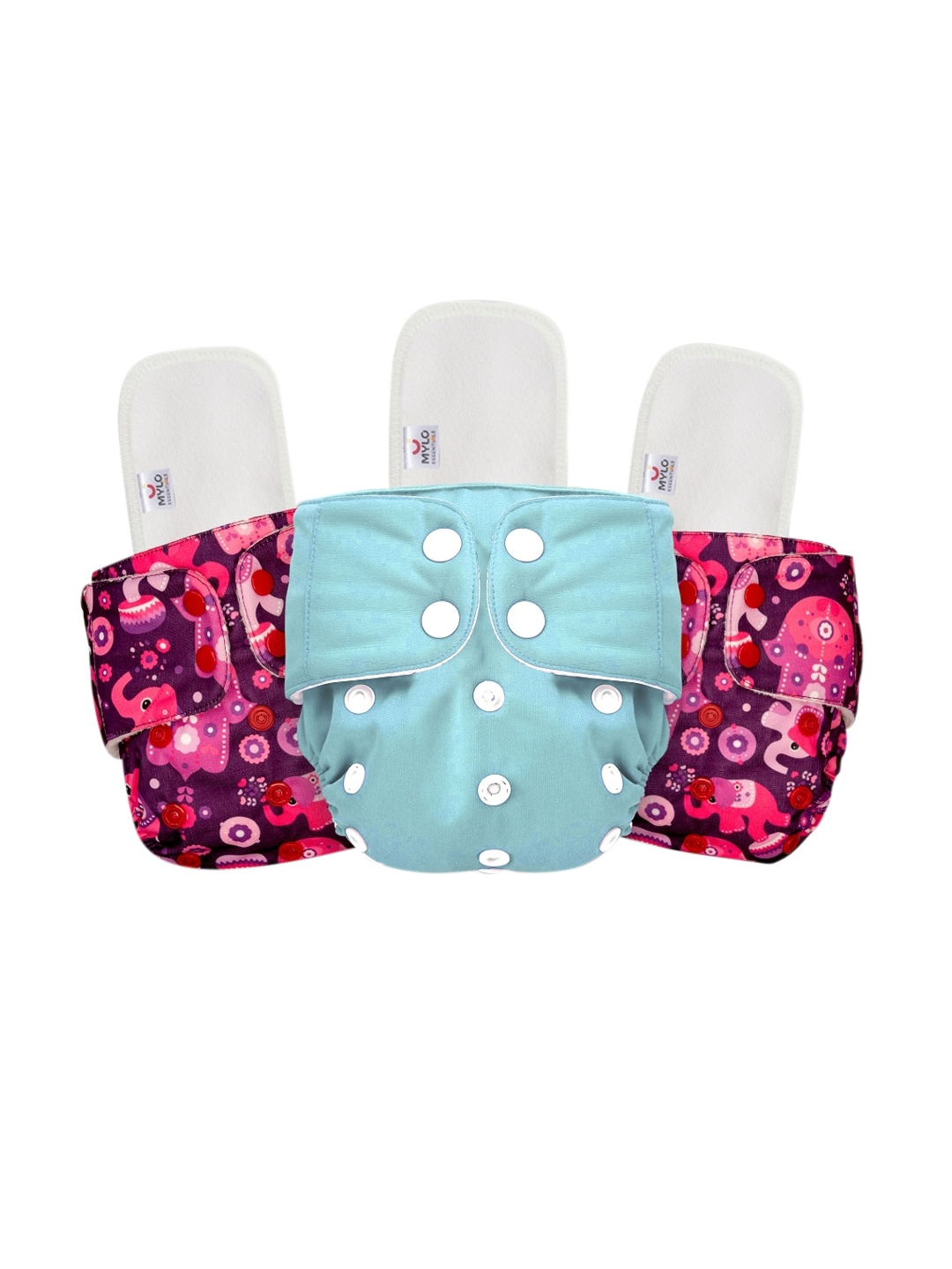 

Mylo Kids Set of 3 Printed Washable & Reusable Cloth Diapers, Sea green