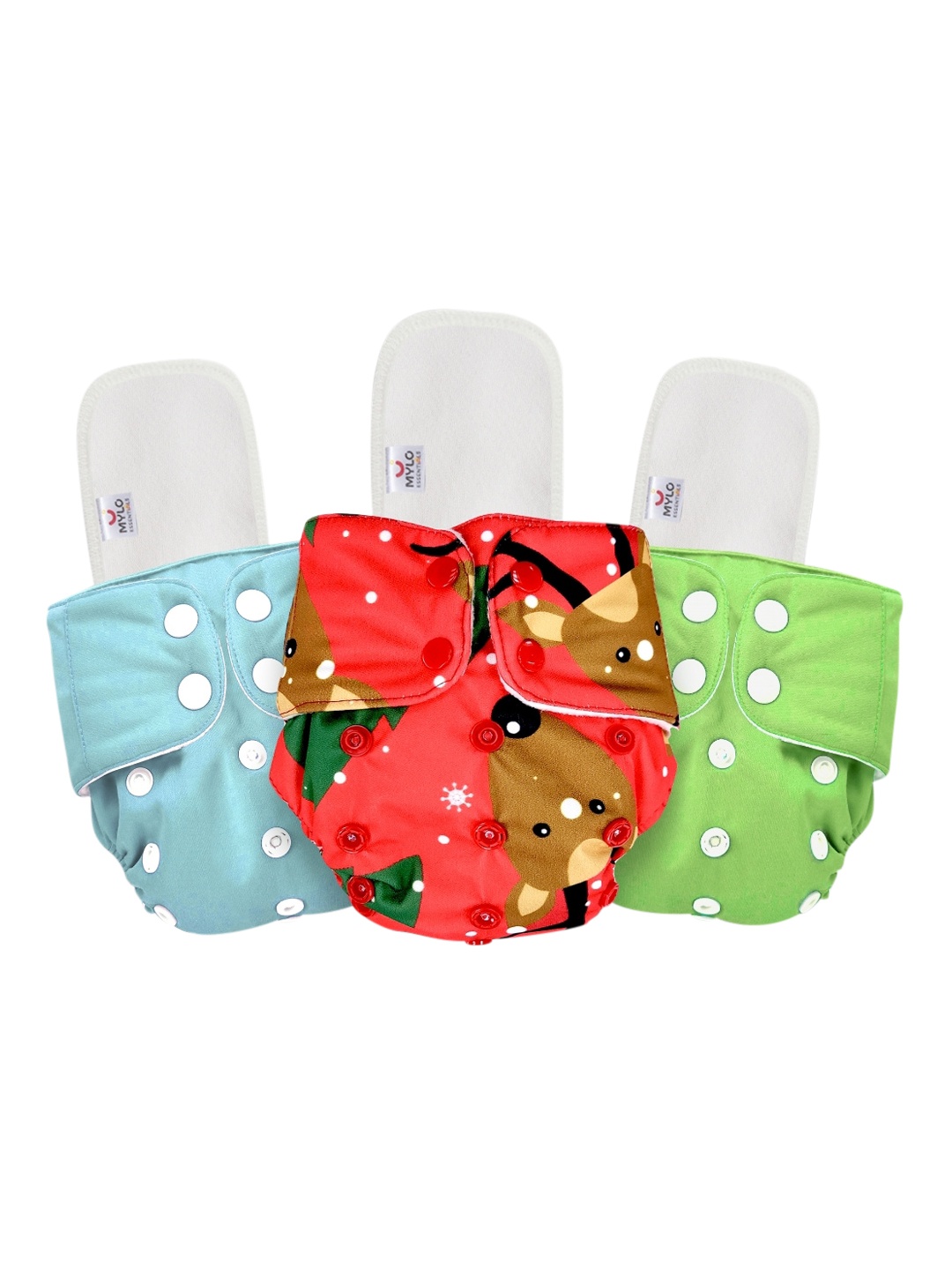 

Mylo Kids Set Of 3 Red & Blue Free Size Washable & Reusable Cloth Diaper, Multi