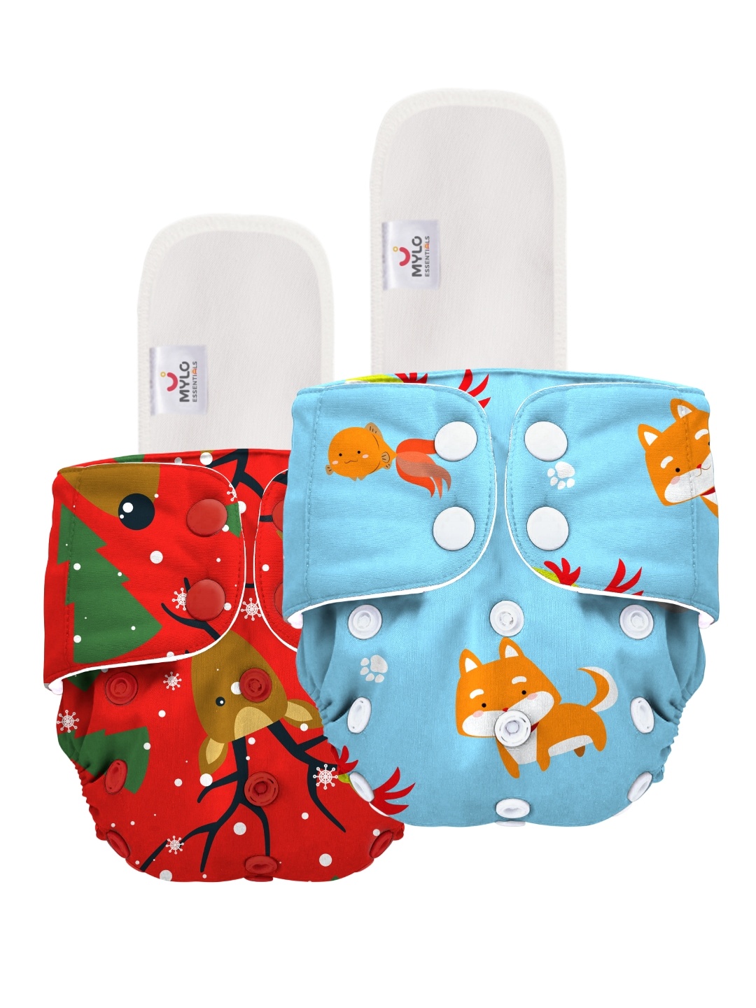

Mylo Kids Set of 2 Red & Blue Washable & Reusable Cloth Diaper