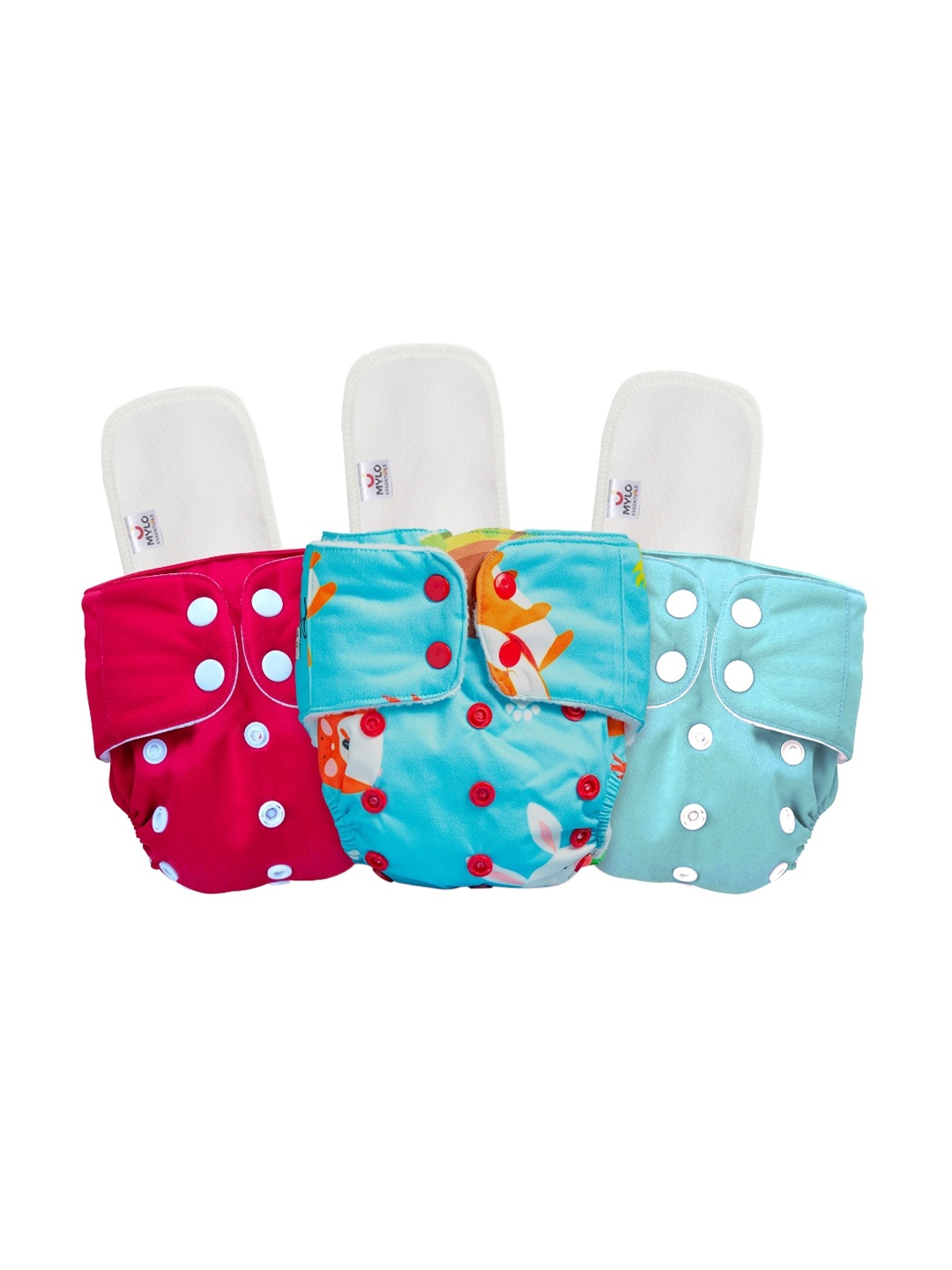 

Mylo Kids Set of 3 Washable & Reusable Cloth Diaper, Multi