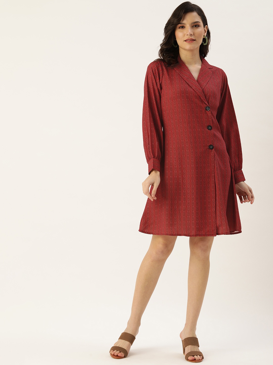 

MELOSO Red Printed Blazer Dress