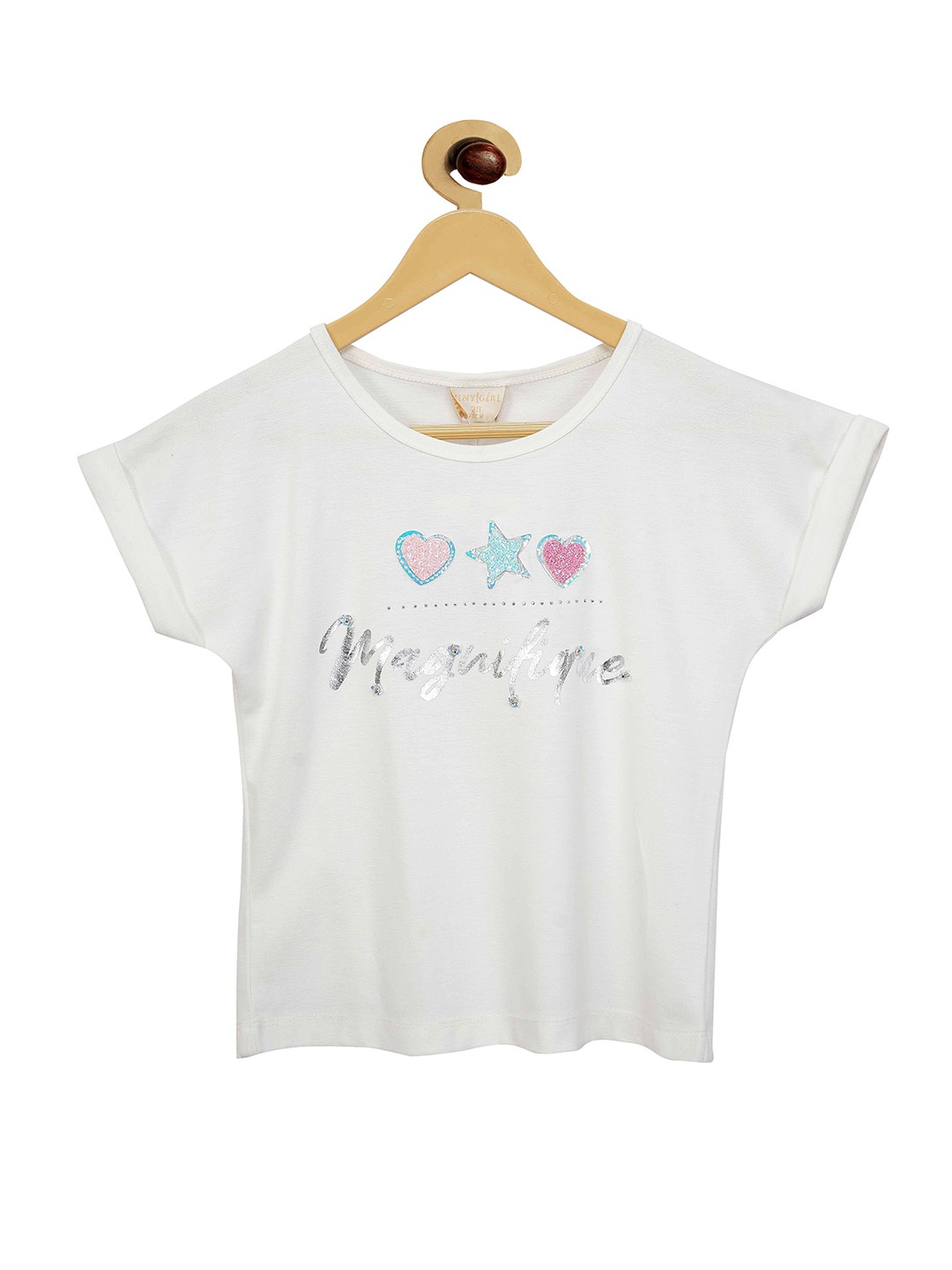 

Tiny Girl Off White Embellished Cotton Top