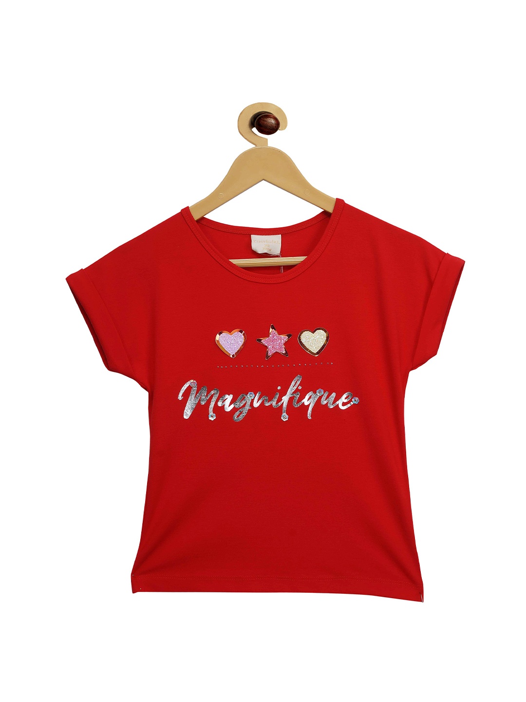 

Tiny Girl Girls Red Printed Pure Cotton Top