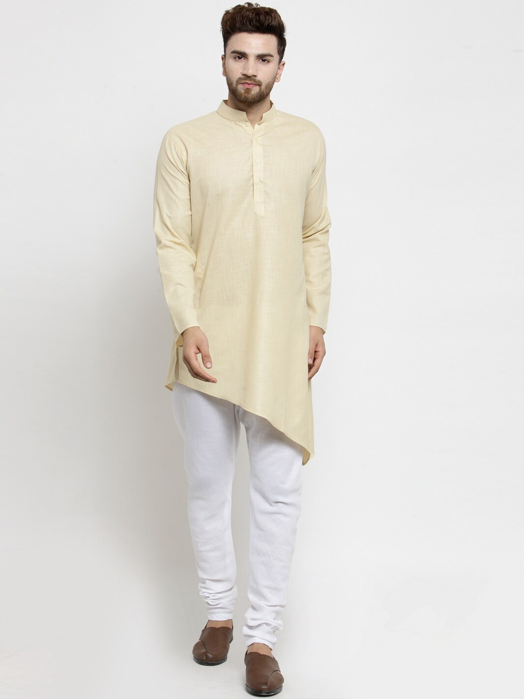 

TREEMODA Men Beige Linen Kurta with Pyjamas
