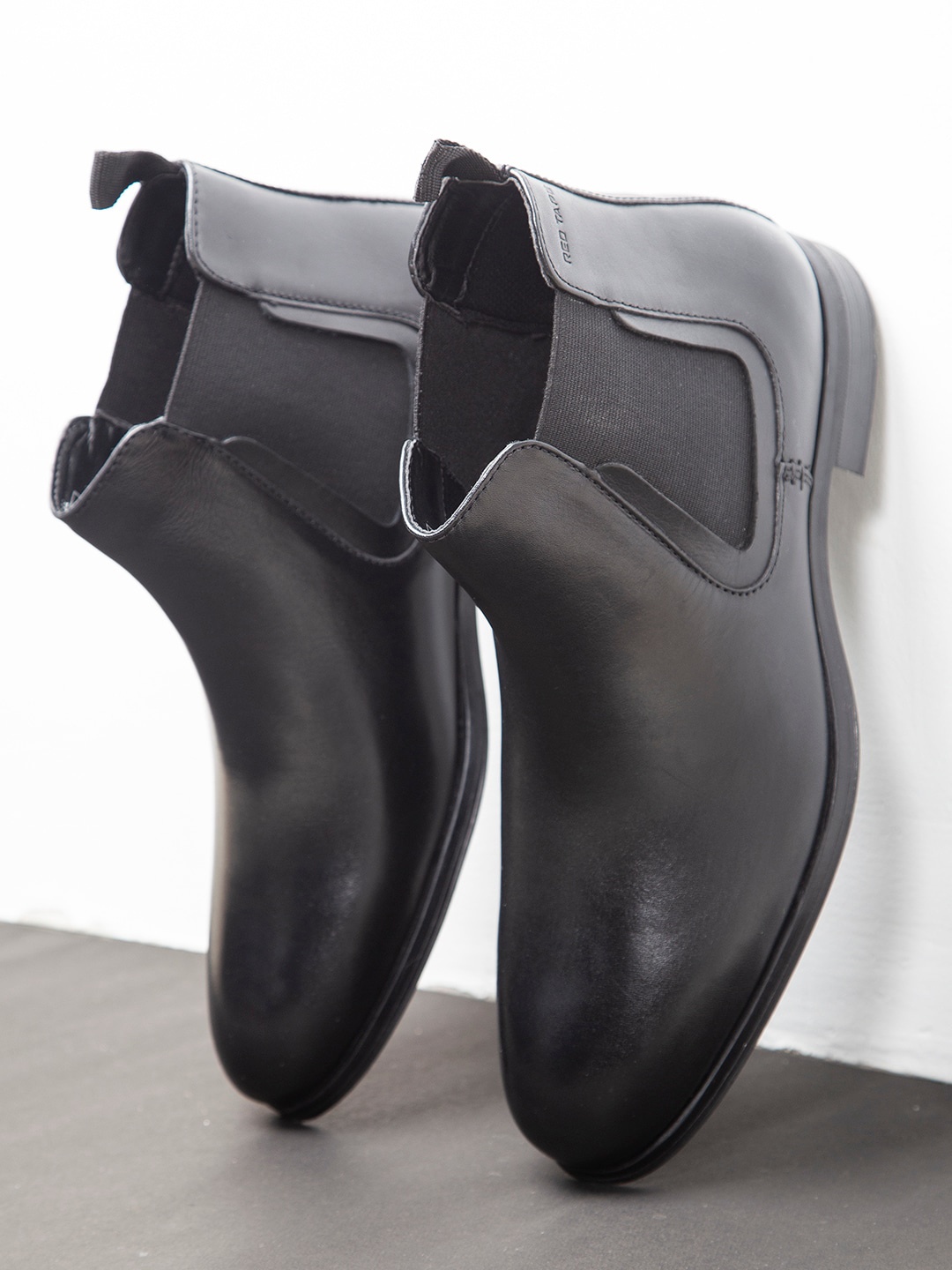 

Red Tape Men Black Leather Chelsea Flat Boots
