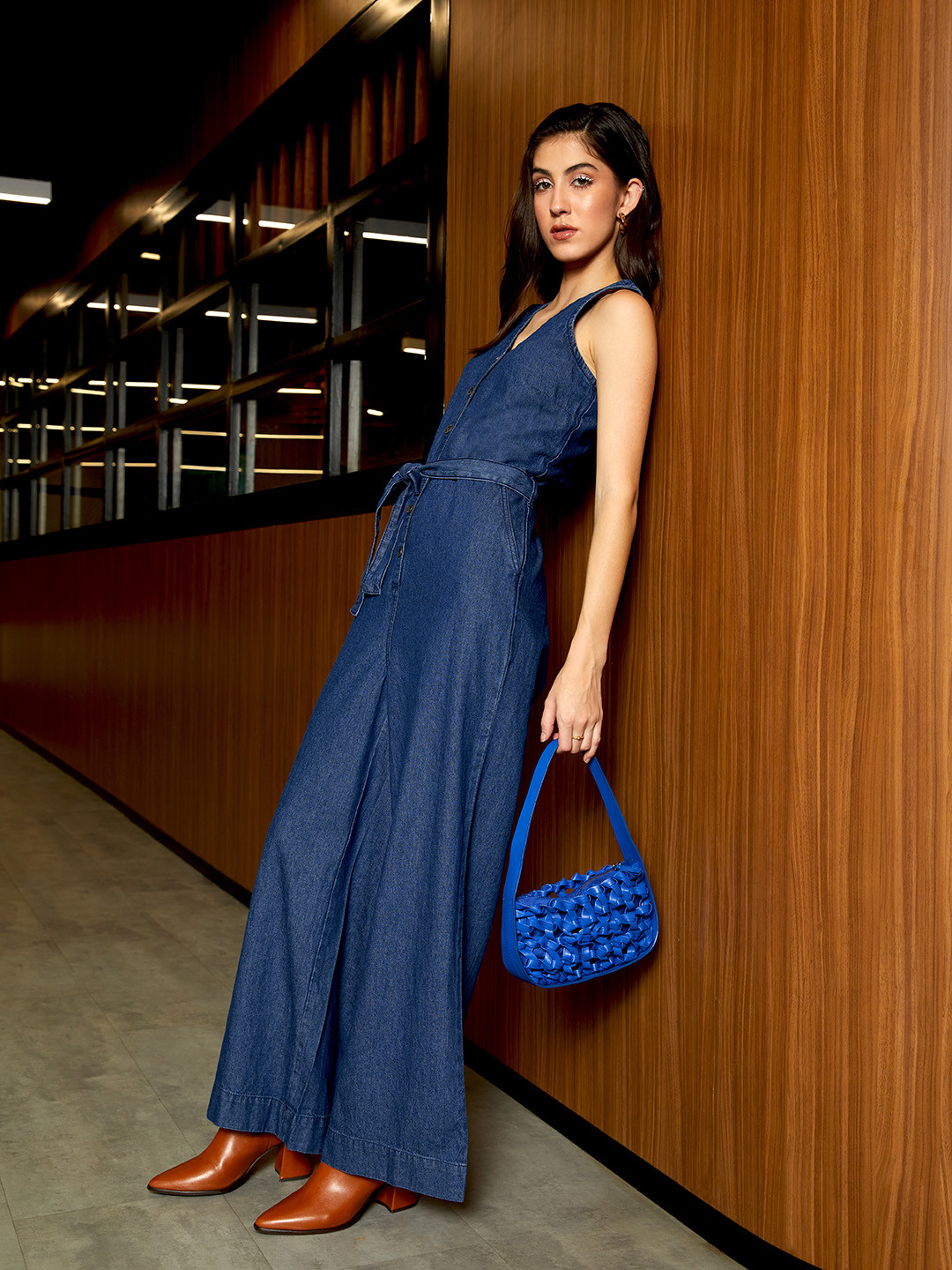 

Chemistry Blue Denim Pure Cotton Basic Jumpsuit