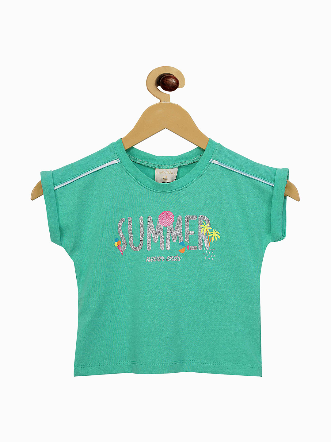 

Tiny Girl Green Printed Pure Cotton Top