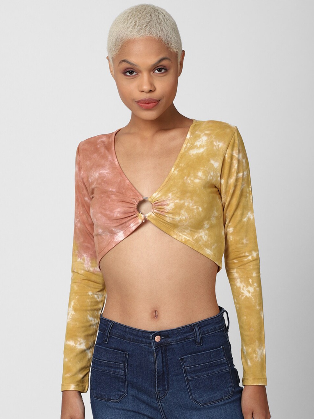 

FOREVER 21 Brown Abstract Print Crop Top