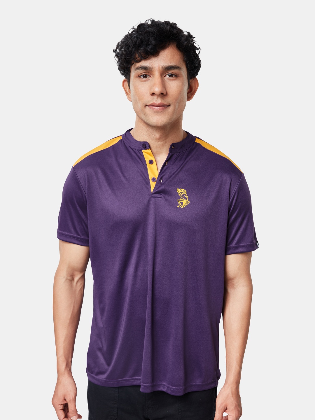 

The Souled Store Men Purple & Yellow Polo Collar T-shirt