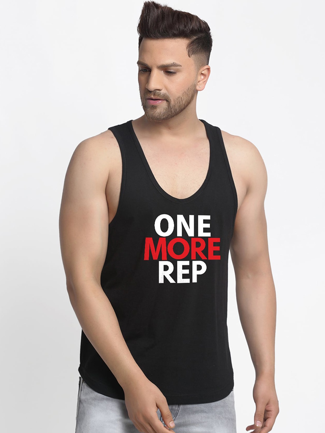 

Friskers Men Black And Red Printed Pure Cotton Innerwear Vest