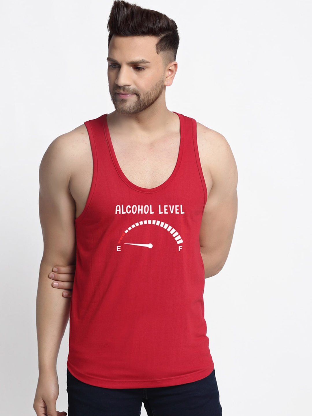 

Friskers Men Maroon Printed Pure Cotton Innerwear Vest