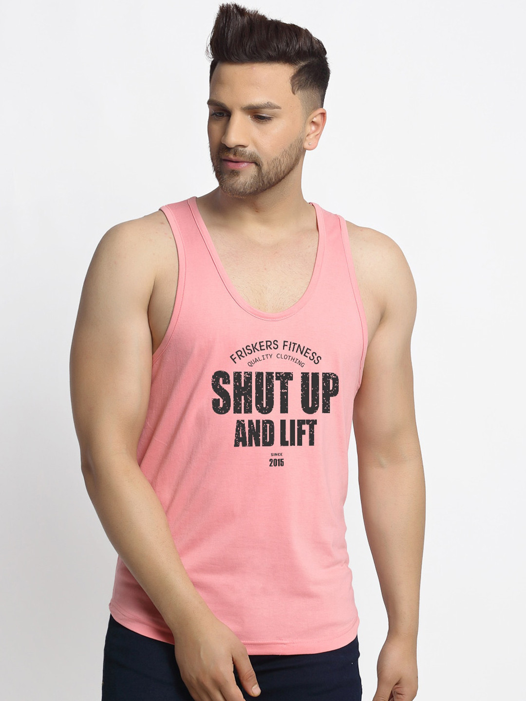 

Friskers Men Coral Solid Pure Cotton Innerwear Vest