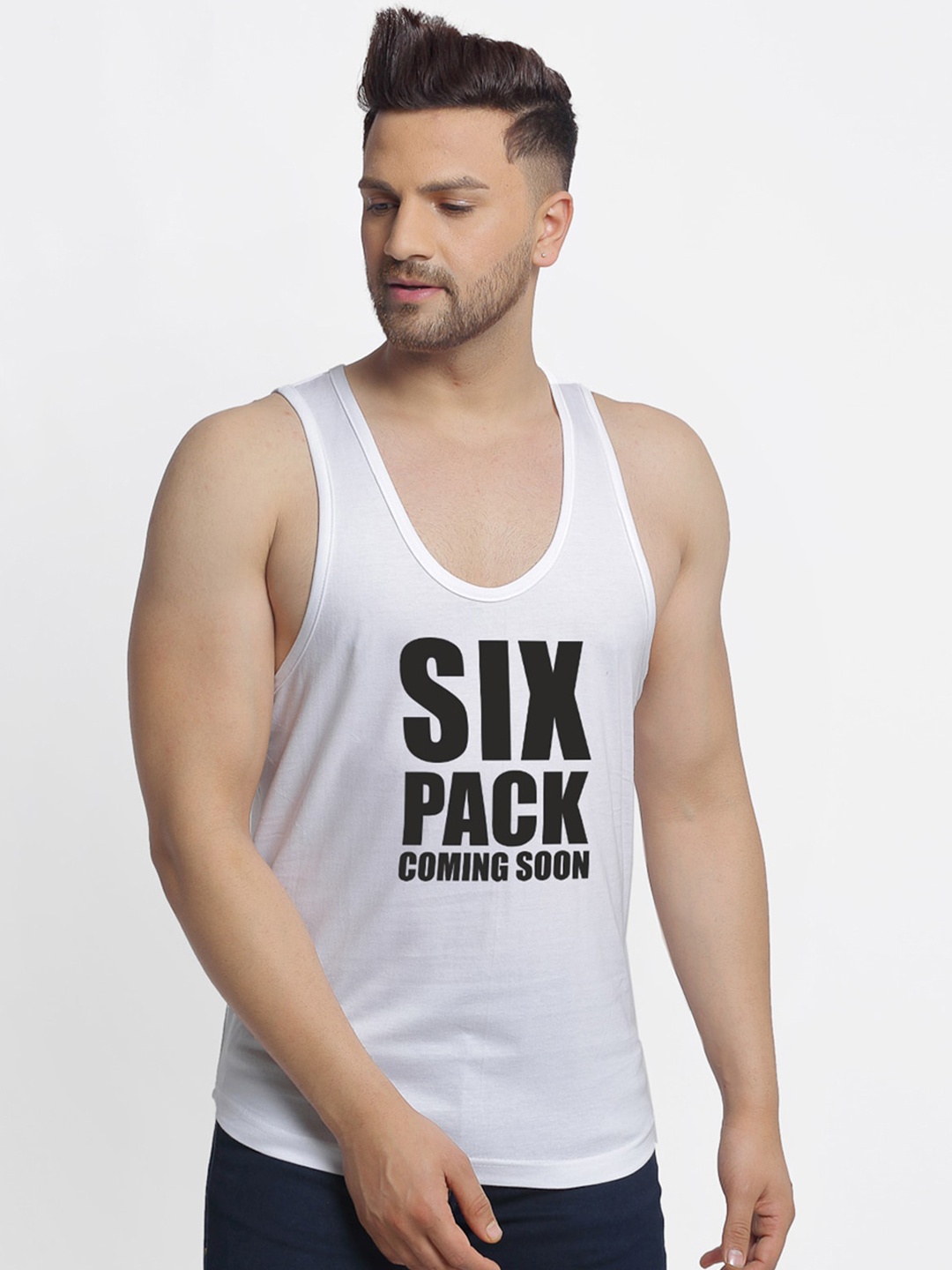 

Friskers Men White Solid Pure Cotton Innerwear Vest
