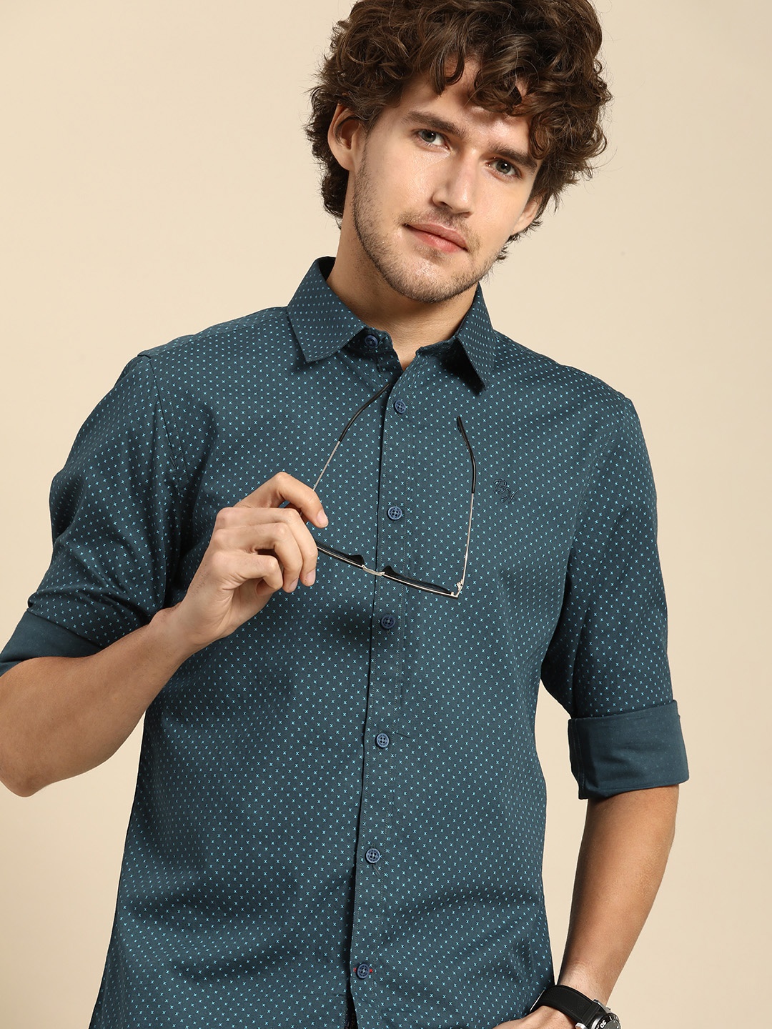

Being Human Men Teal Standard Slim Fit Printed Casual Shirt