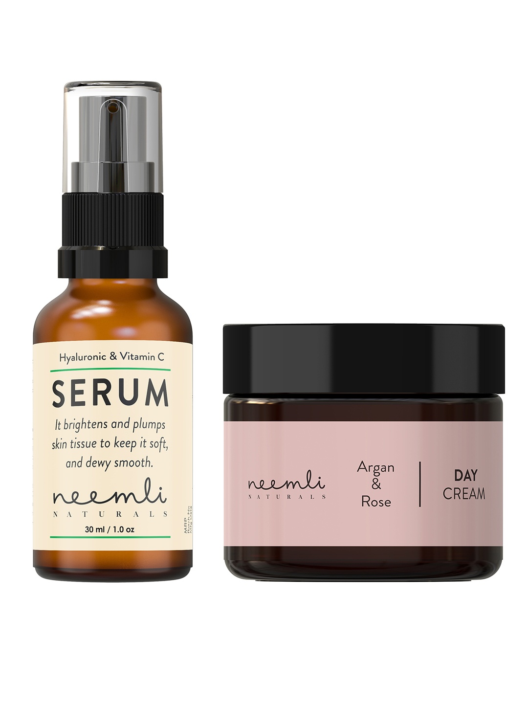 

Neemli Naturals Set of Hyaluronic & Vitamin C Serum & Argan & Rose Day Cream