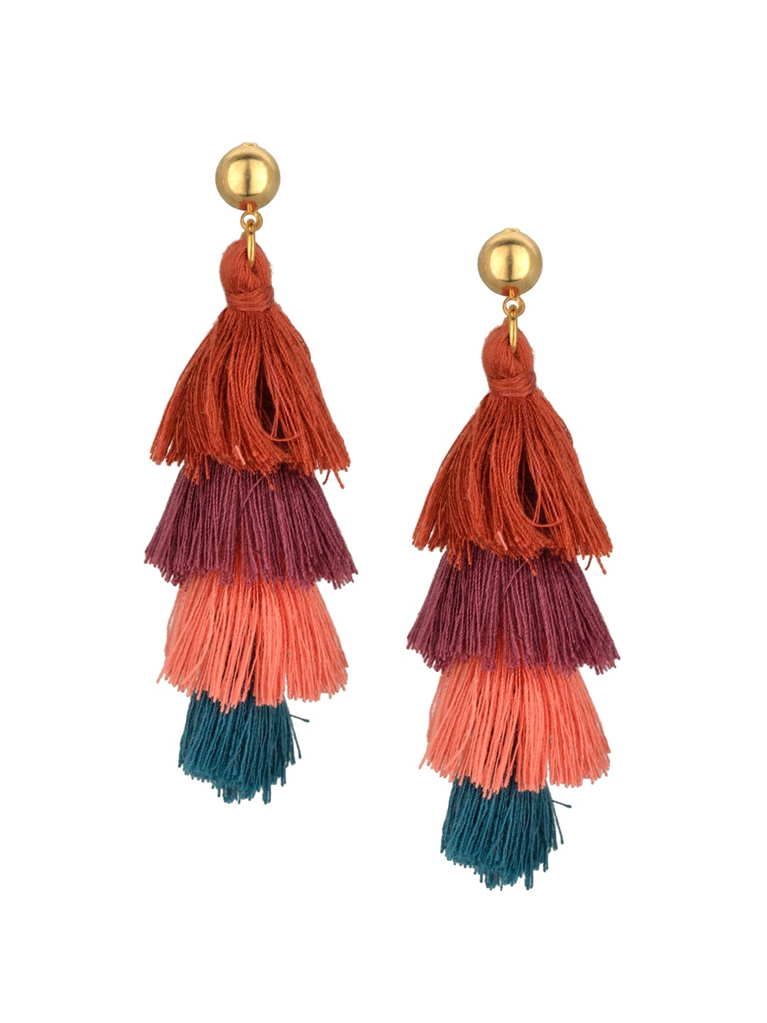 

Arendelle Multicoloured Contemporary Tasselled Drop Earrings, Multi