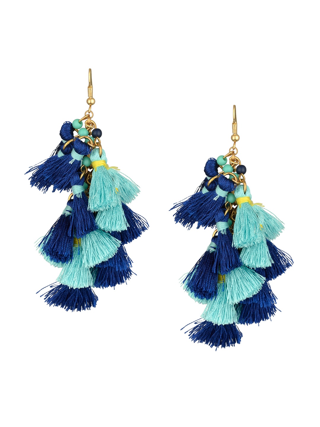 

Arendelle Gold-Plated & Blue Contemporary Drop Earrings