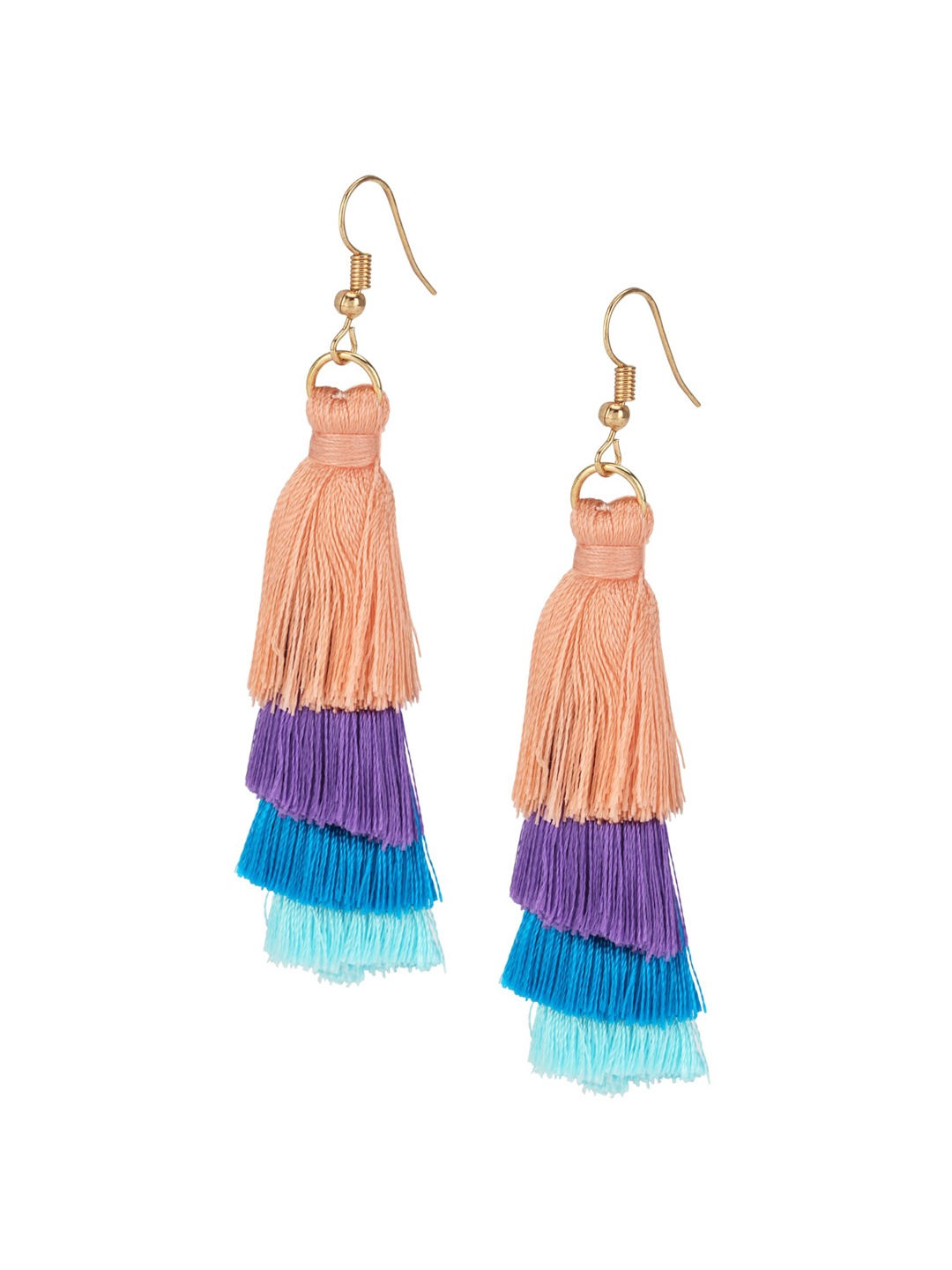 

Arendelle Multicoloured Layered Contemporary Drop Earrings With Tassels, Multi