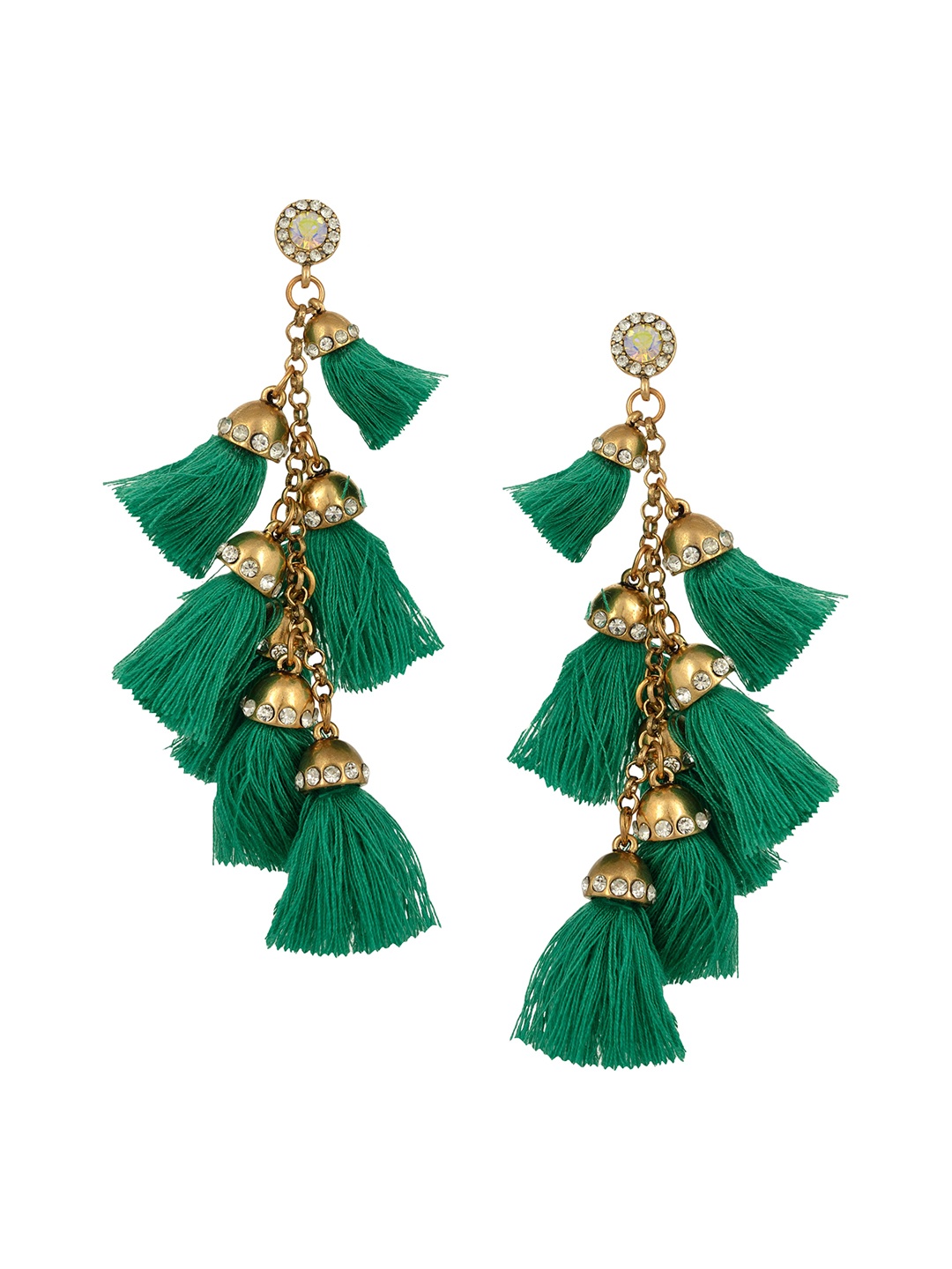 

Arendelle Green Contemporary Tassel Drop Earrings