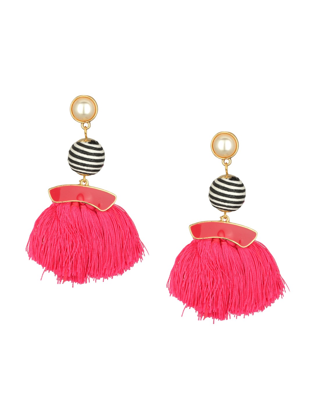 

Arendelle Pink Contemporary Tassel Drop Earrings