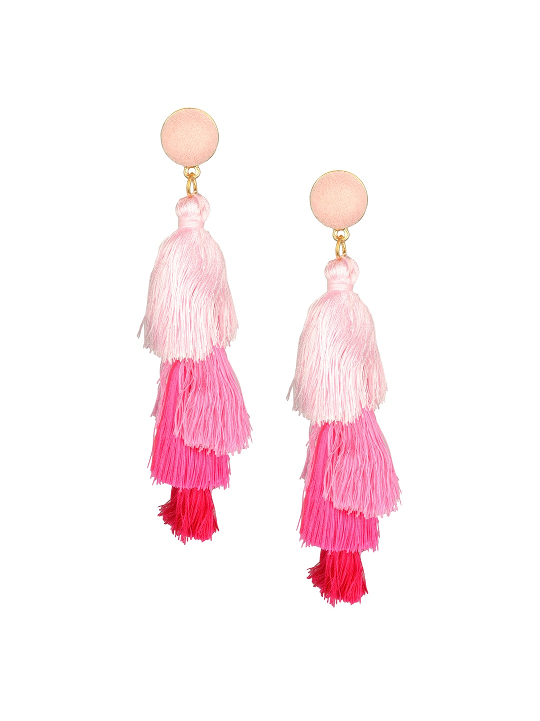 

Arendelle Pink Contemporary Tasselled Drop Earrings