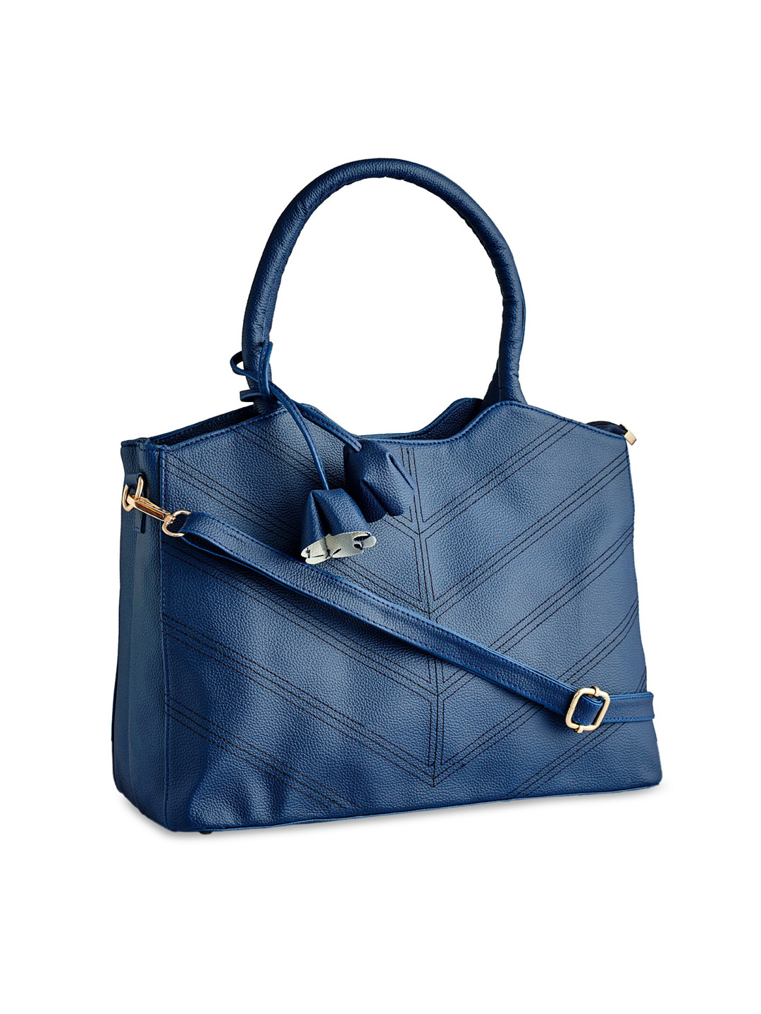 

LEGAL BRIBE Blue Striped Handheld Bag with Tassells