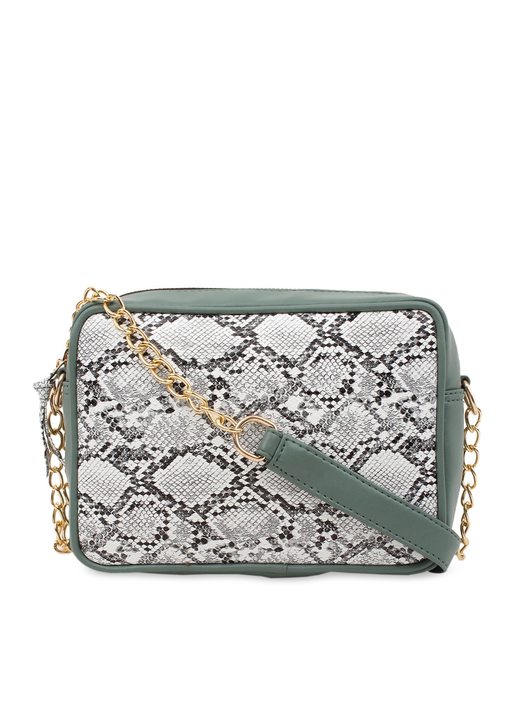 

LEGAL BRIBE Green Printed PU Structured Sling Bag