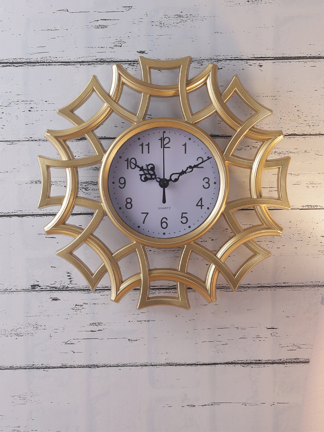 

House Of Accessories Gold-Toned & White Contemporary Wall Clock