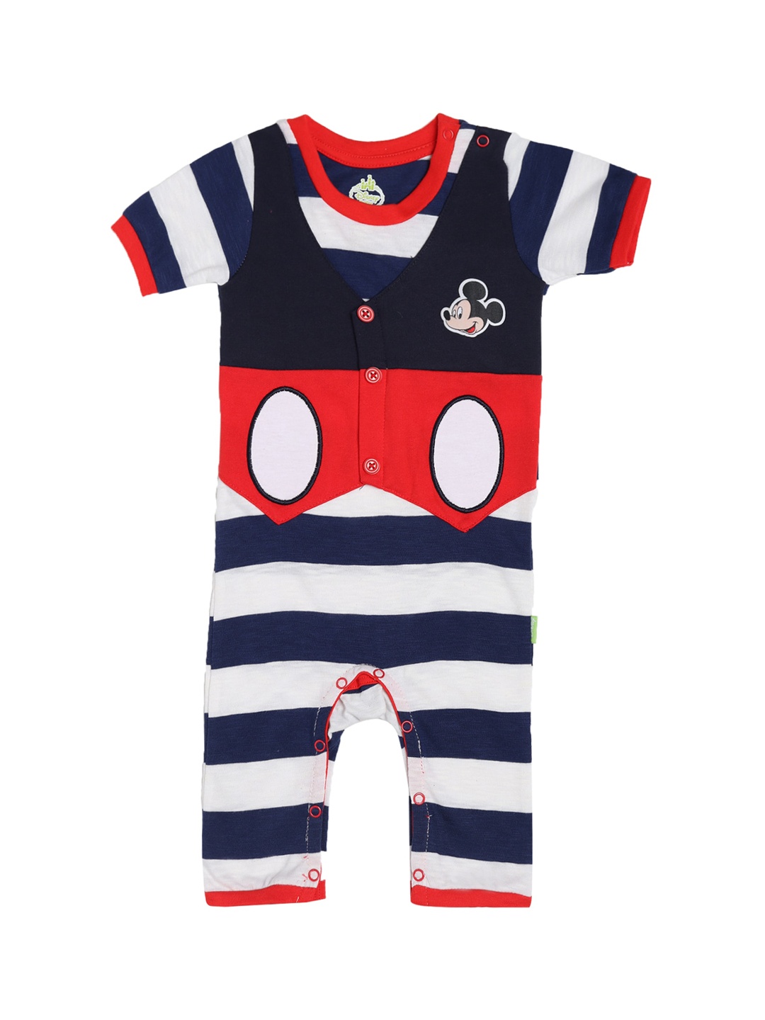 

Bodycare Kids Infant Boys Red & Navy Blue Striped Cotton Romper